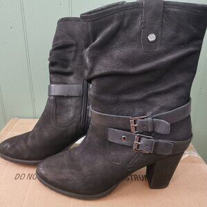 Marc Fisher Black Brown Nubuck Boots 10M